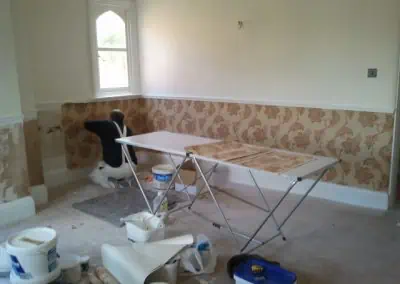 putting up wallpaper