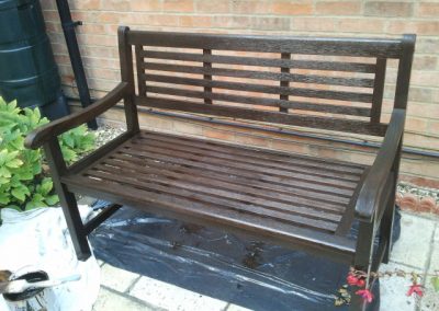 freshly painted garden bench