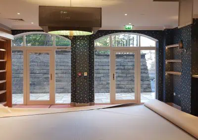 double doors onto courtyard