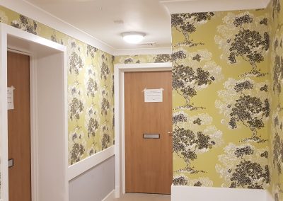 yellow wallpaper in hall