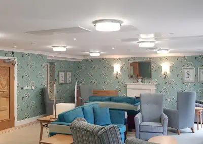 living area in blue theme