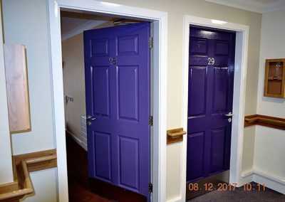 multi coloured room doors