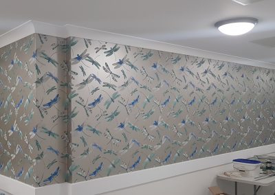 dragonfly wallpaper in hall