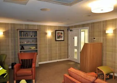green and grey living area