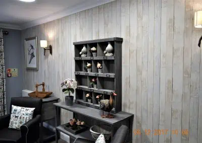 grey feature bookshelves